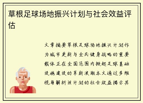 草根足球场地振兴计划与社会效益评估